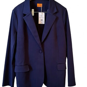 NWT Mary Crafts Classic Knit Women’s Office Blazer Navy Blue